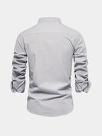Men's Mandarin Collar Long Sleeve Button-Up Shirt