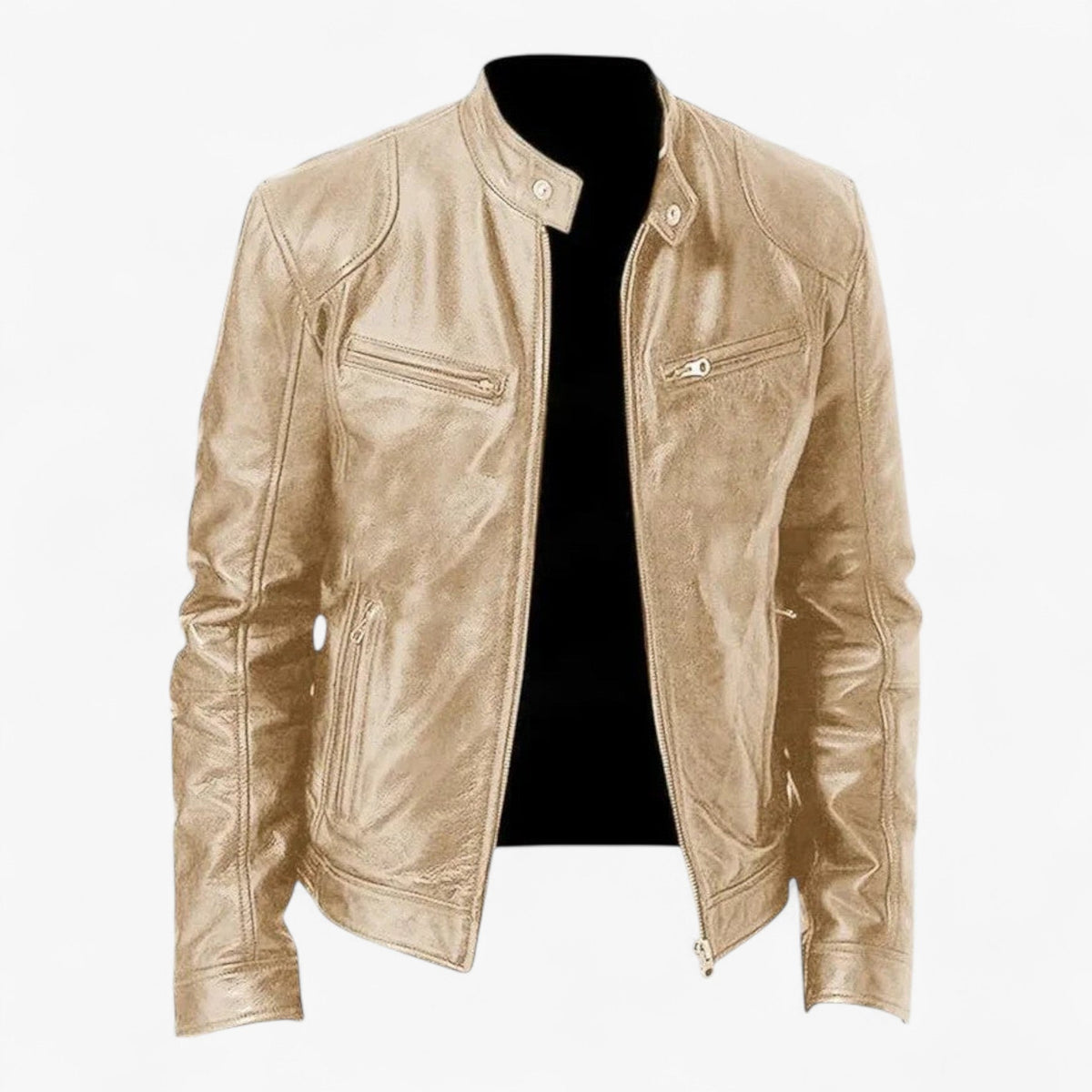 Men's Fitted Faux Leather Moto Style Jacket