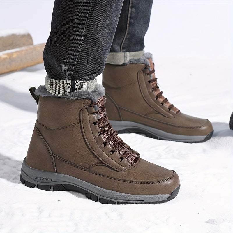 Women's Fur Lined Lace-Up Outdoor Snow Boots