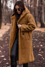 Women's Oversized Teddy Fleece Hooded Longline Coat