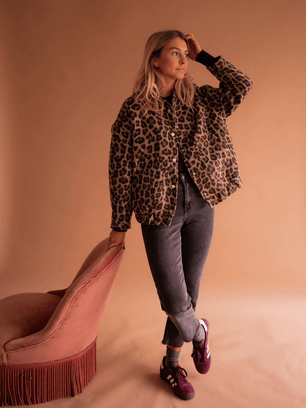Women's Leopard Print Button-Front Shacket
