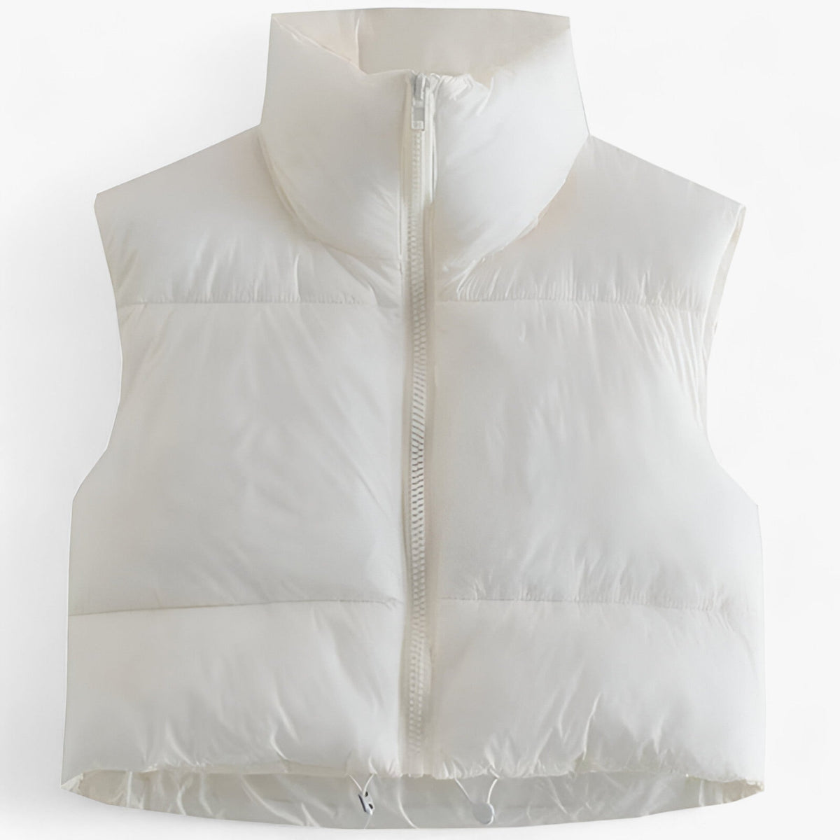 Women's Cropped Puffer Gilet with High Stand Collar