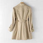 Women's Single-Breasted Fitted Trench Coat with Notch Lapel
