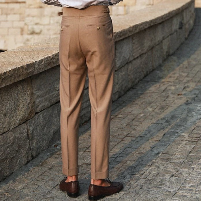Men's High-Waisted Pleated Trousers