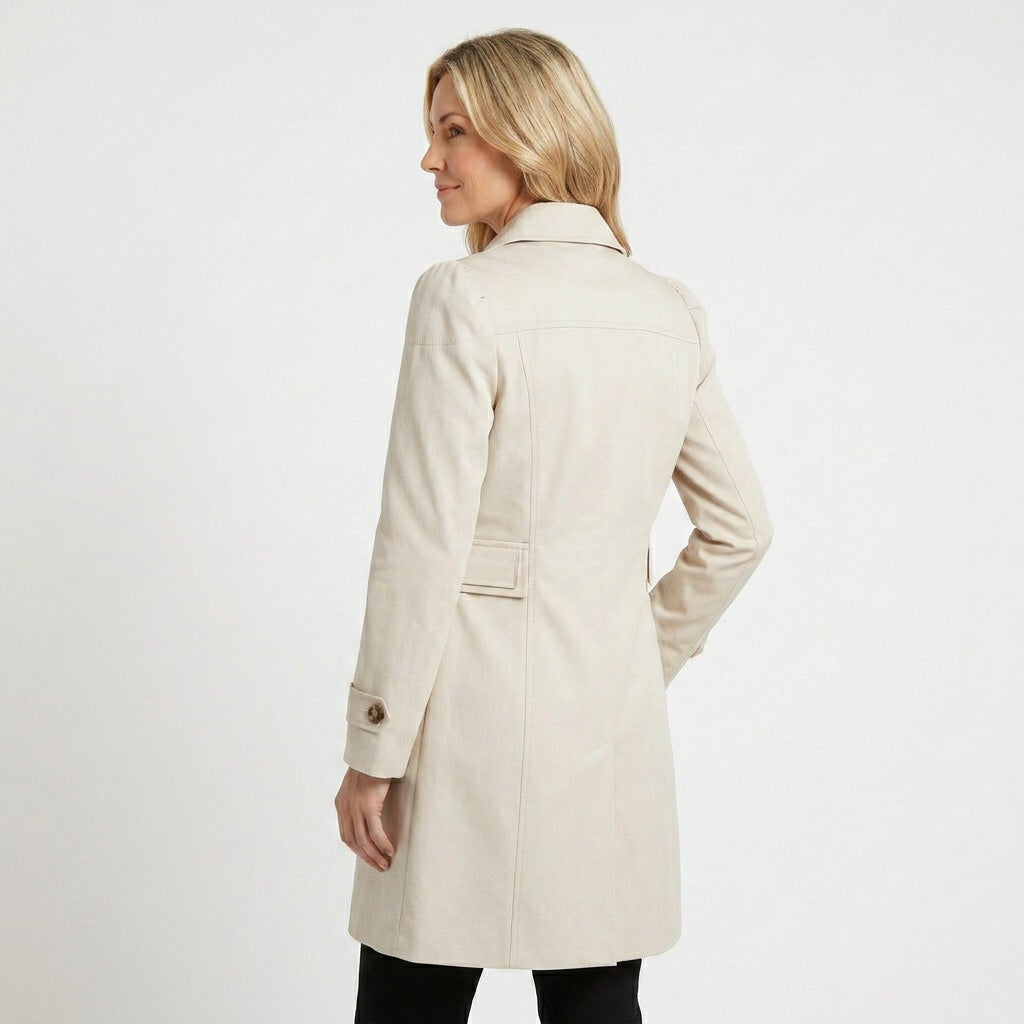 Women’s Tailored Trench Coat – Long Button Front Coat Jacket