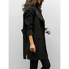 Women’s Classic Double-Breasted Notch Lapel Longline Coat