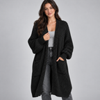 Women's Chunky Knit Longline Open-Front Cardigan