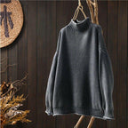 Women's Relaxed Textured Knit Mock Neck Sweater