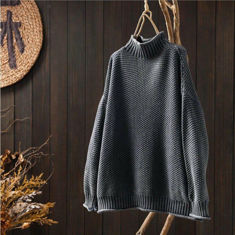 Women's Relaxed Textured Knit Mock Neck Sweater