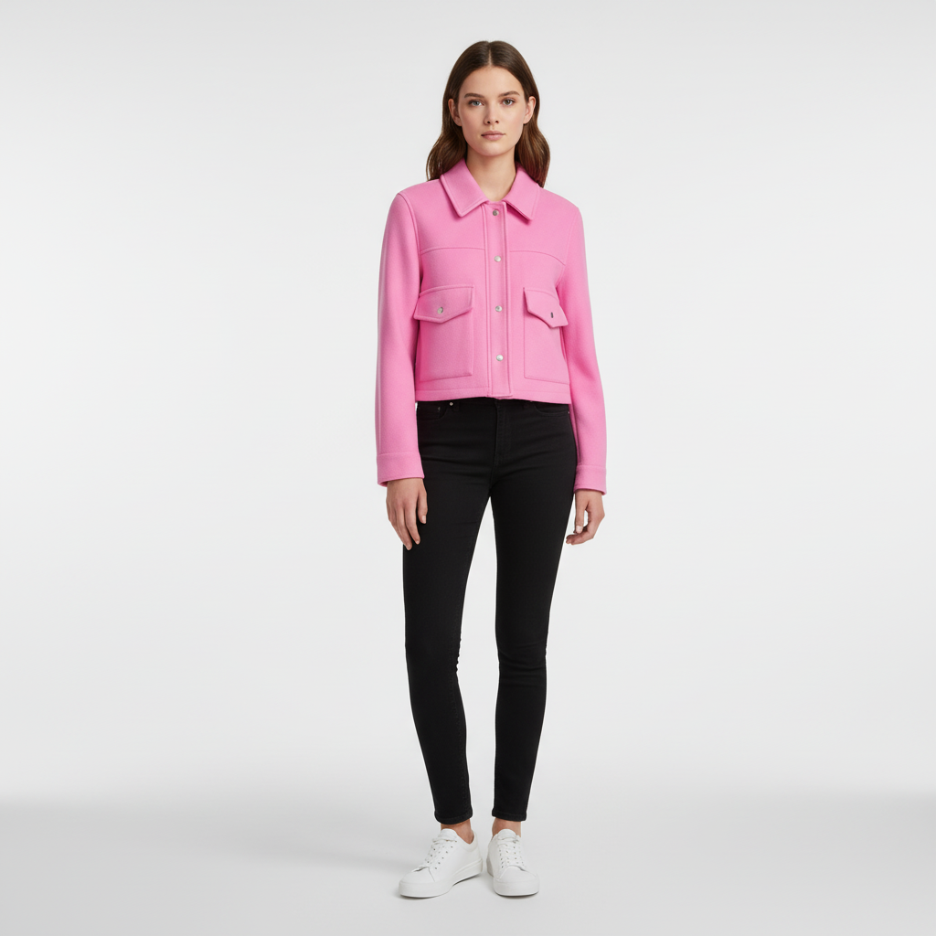 Women’s Cropped Snap-Button Jacket