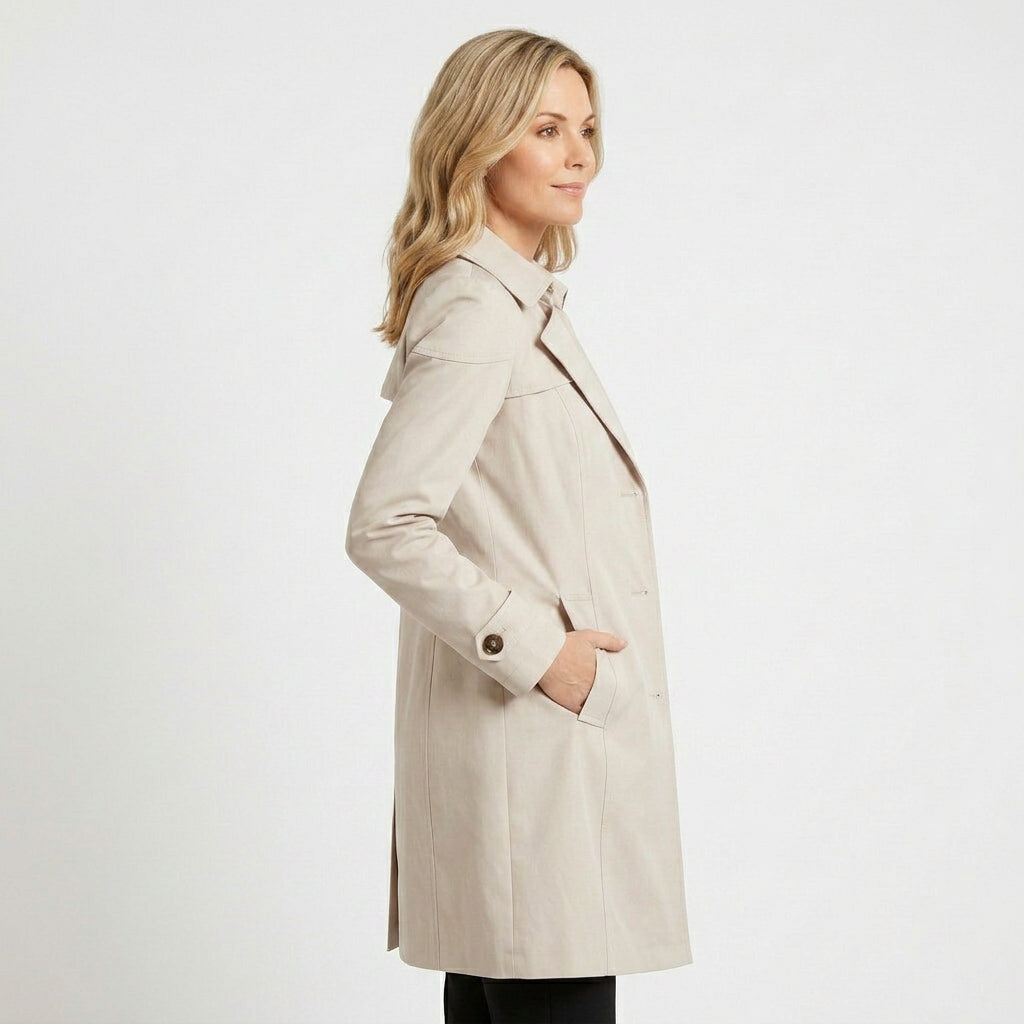 Women’s Tailored Trench Coat – Long Button Front Coat Jacket