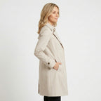 Women’s Tailored Trench Coat – Long Button Front Coat Jacket