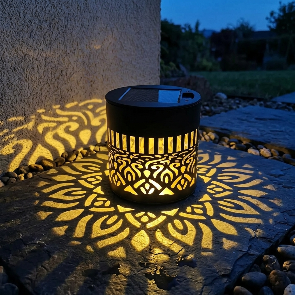 Solar Garden Lantern with Decorative Cut-Out Light Pattern