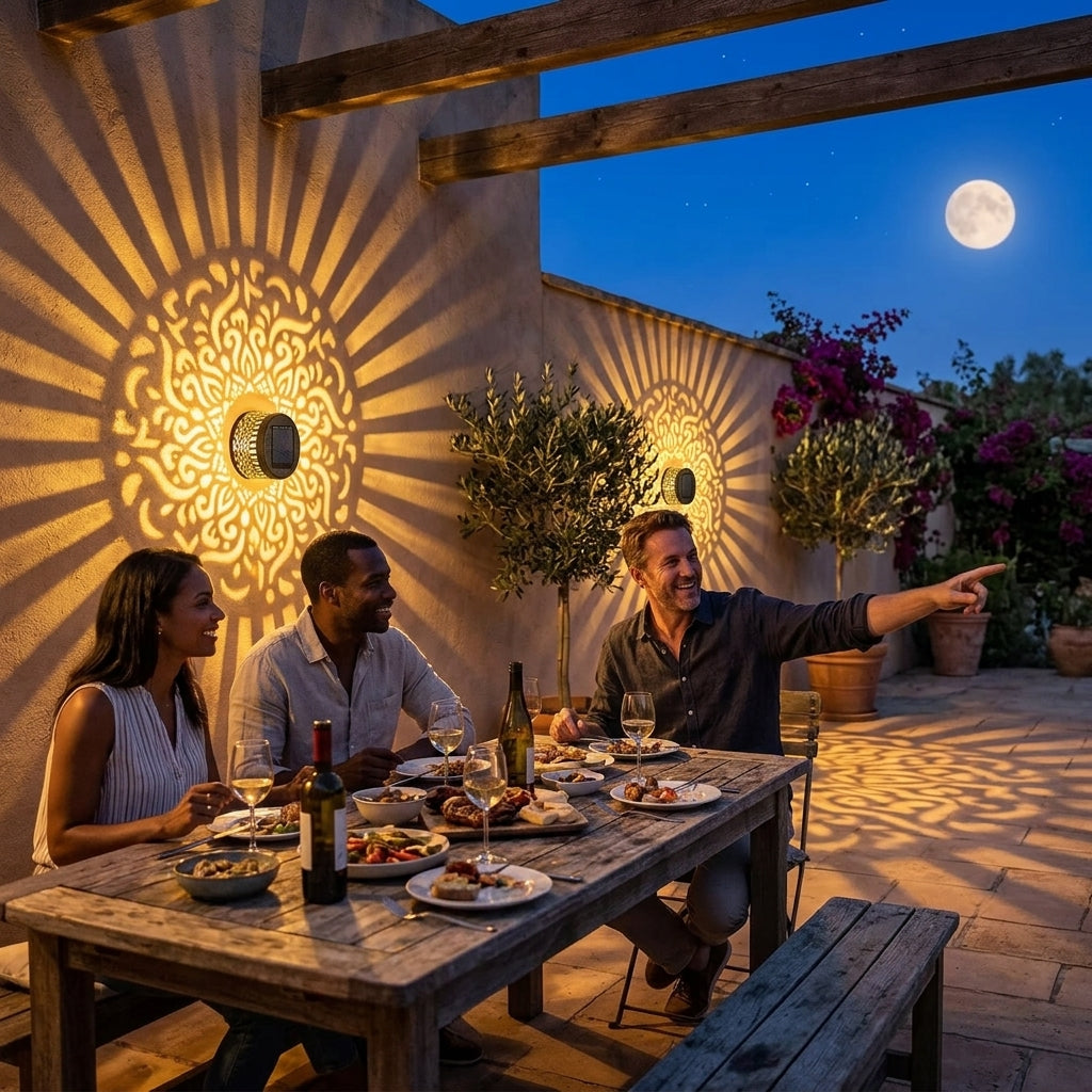 Solar Garden Lantern with Decorative Cut-Out Light Pattern