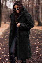 Women's Oversized Teddy Fleece Hooded Longline Coat