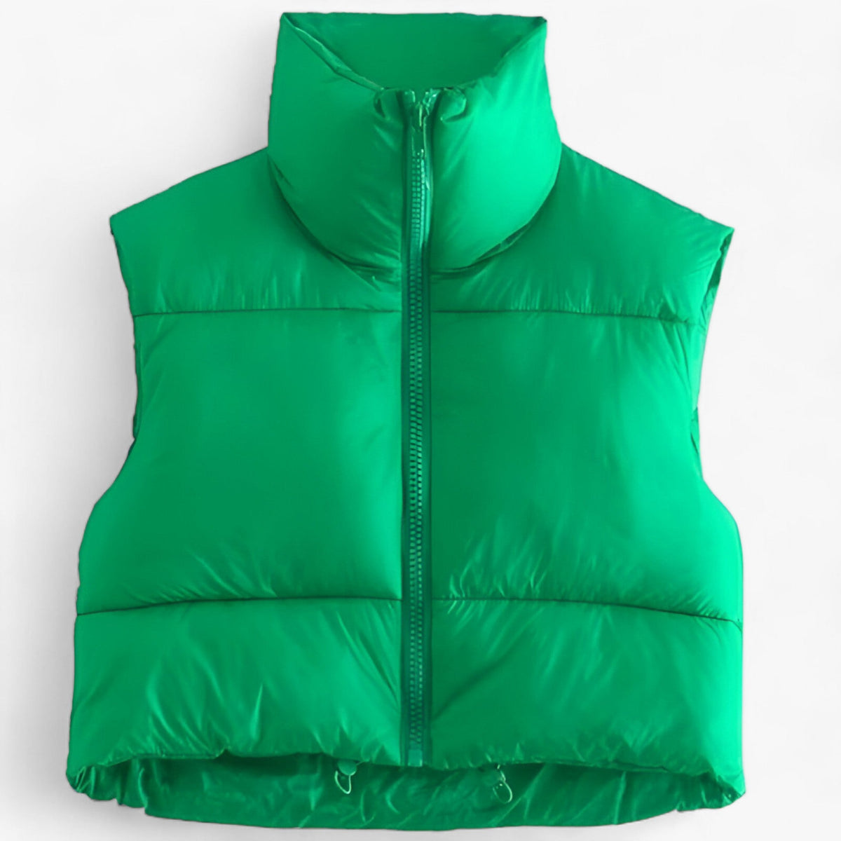 Women's Cropped Puffer Gilet with High Stand Collar