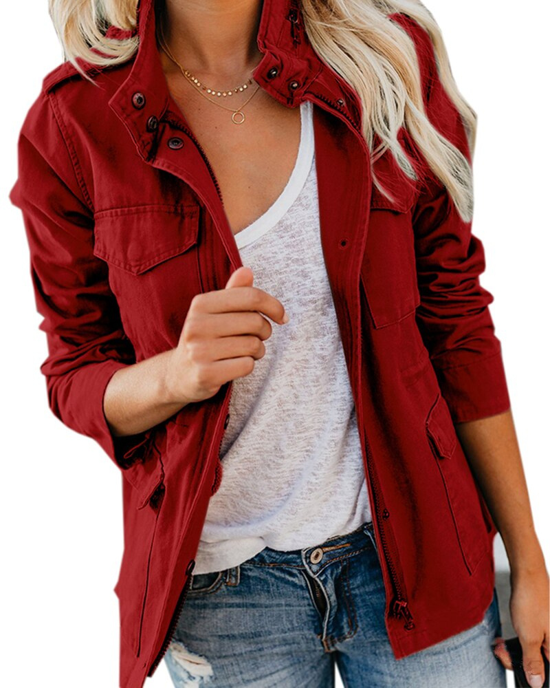 Women's Utility Zip-Up Cinched Waist Field Jacket