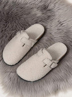 Men's Faux Suede Buckle Clogs