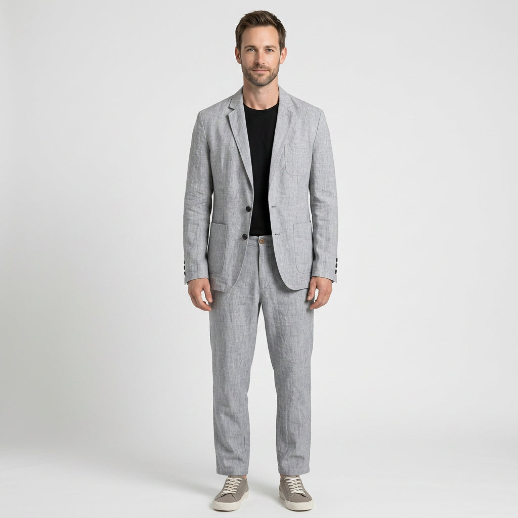 Men’s Linen Blazer and Trousers Set