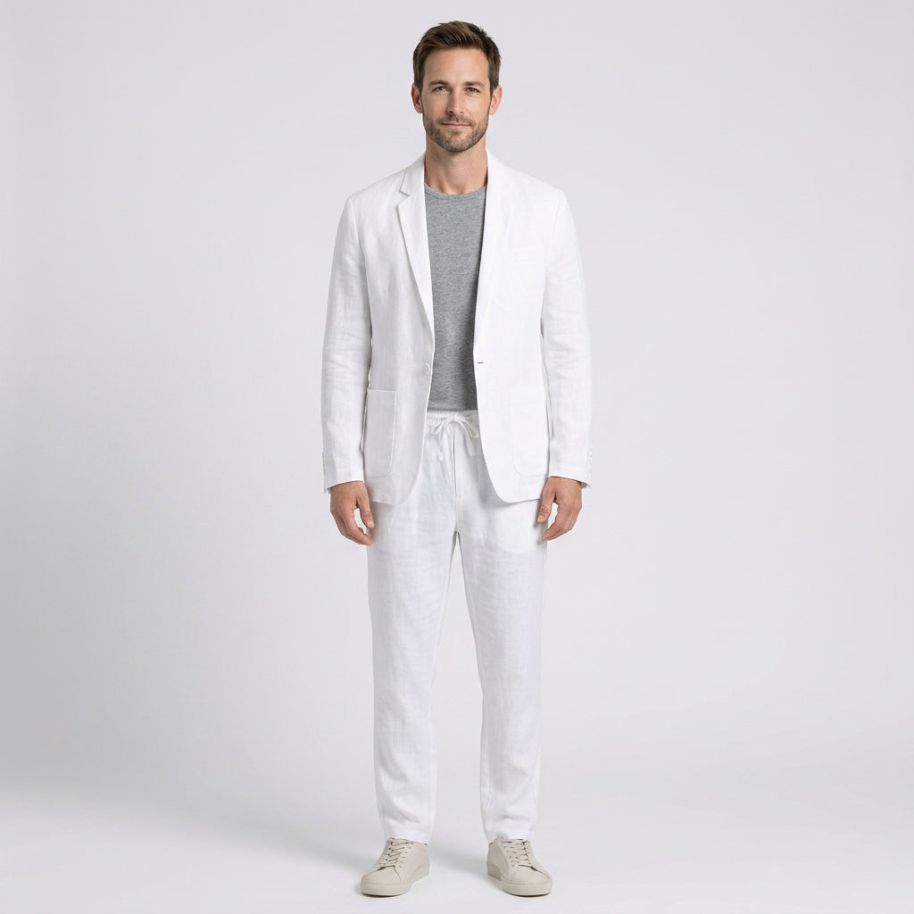 Men’s Linen Blazer and Trousers Set