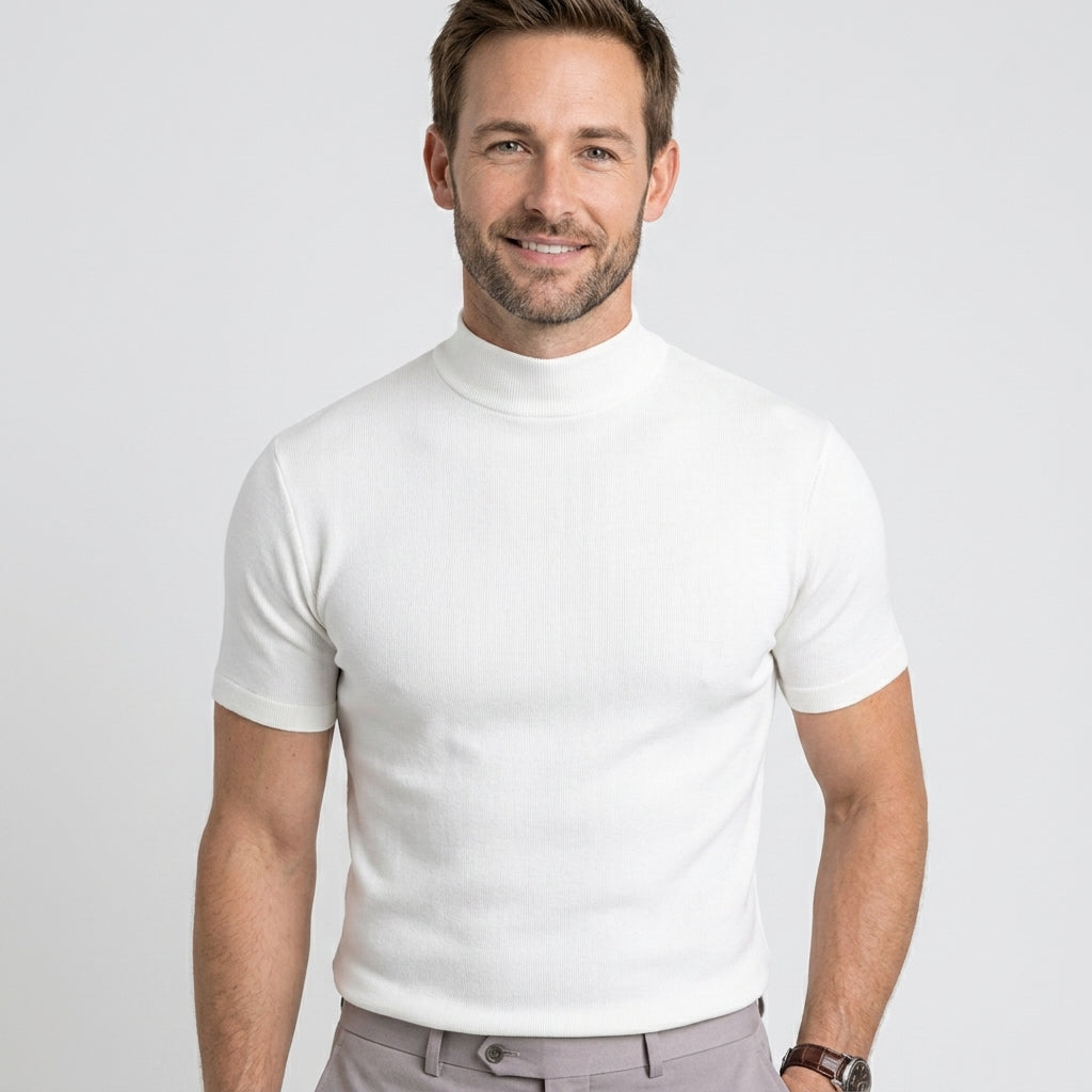 Men’s Short Sleeve Mock Neck T-Shirt