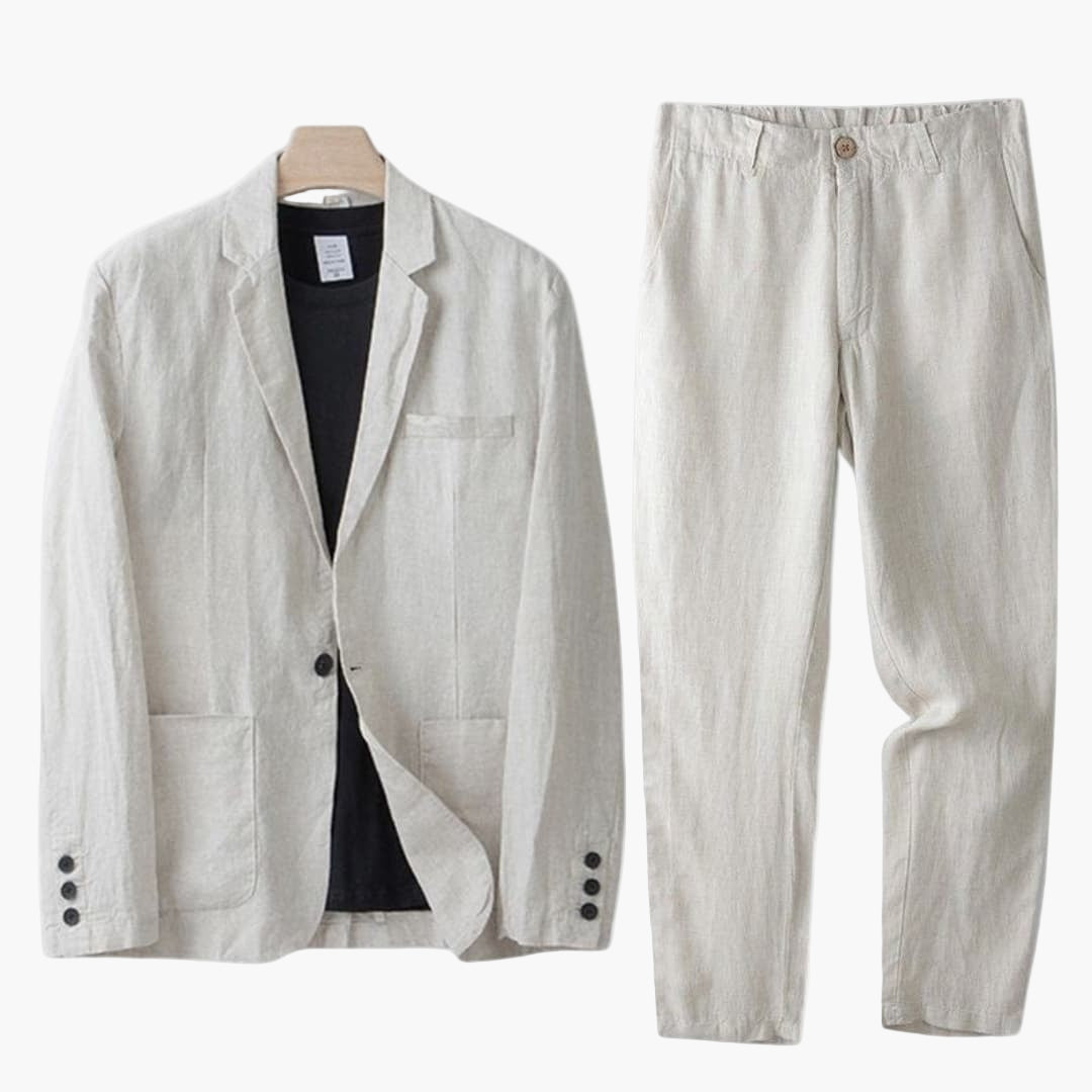 Men’s Linen Blazer and Trousers Set