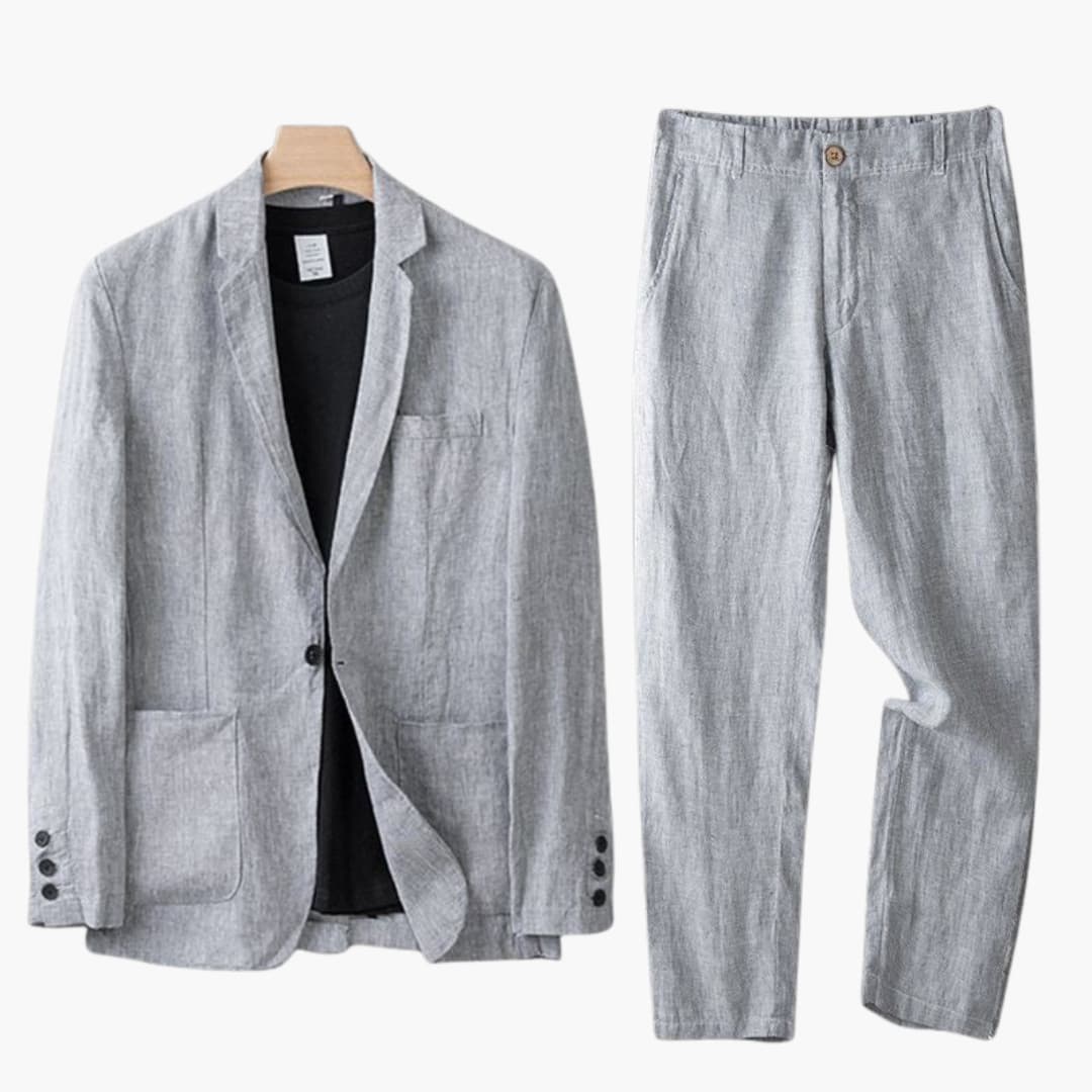 Men’s Linen Blazer and Trousers Set