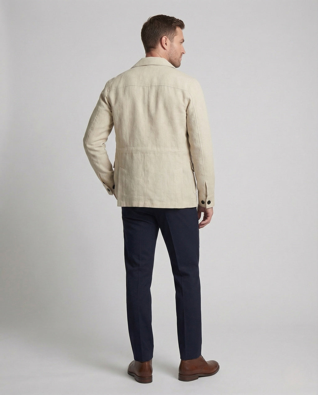 Men’s Linen-Look Four Pocket Safari Jacket