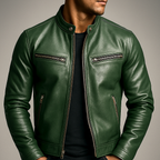 Men’s Vintage Burnished Faux Leather Racer Jacket