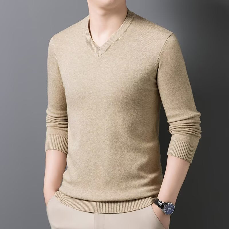 Men's Classic Fine Knit V-Neck Sweater