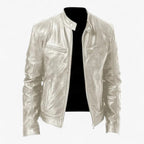 Men's Fitted Faux Leather Moto Style Jacket