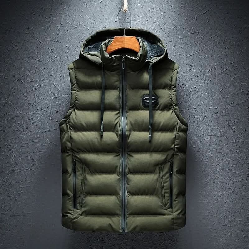 Men’s Hooded Quilted Puffer Gilet with Zip Pockets