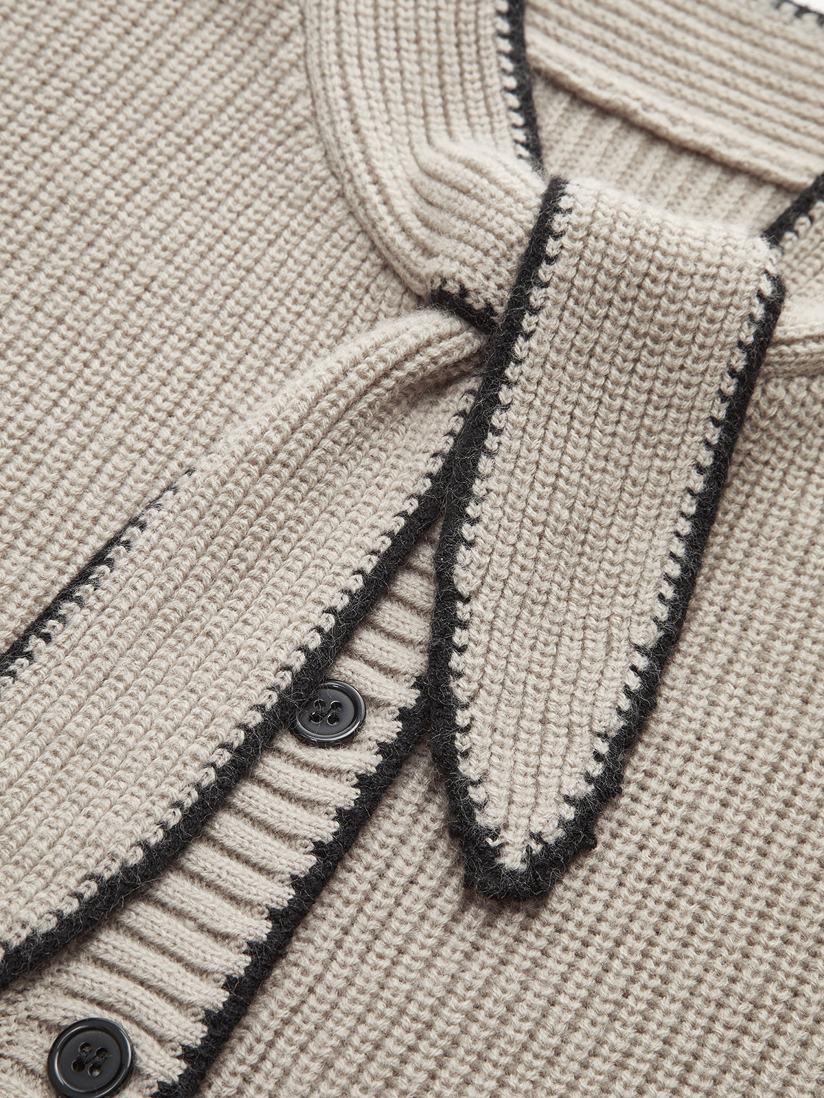 Women’s Ribbed Knit Scarf Neck Cardigan