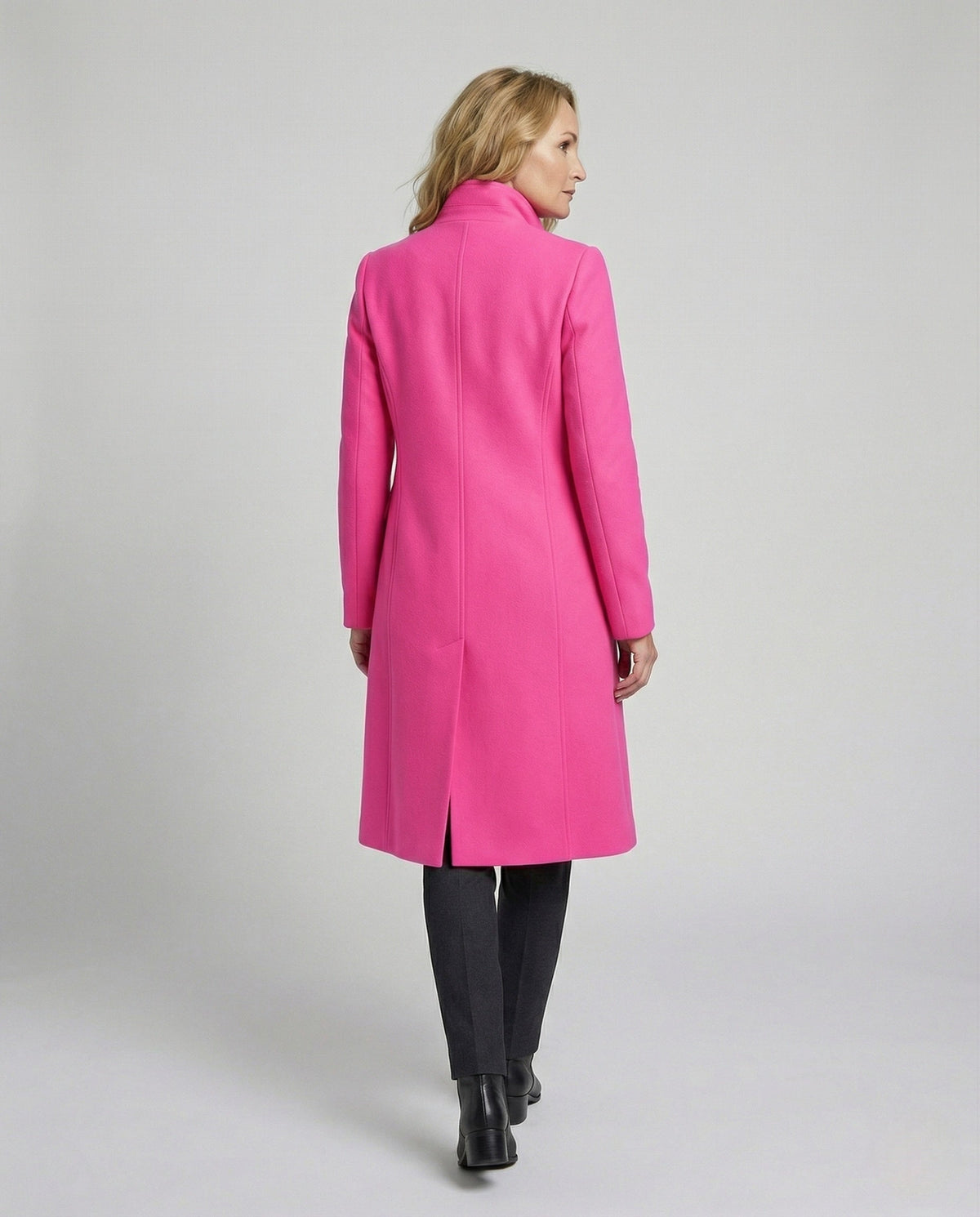 Women’s Military-Style Double-Breasted Maxi Coat with Peak Lapels