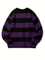Men's Oversized Wide Stripe Crew Neck Knit Sweater