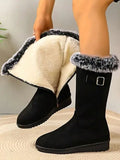 Women’s Faux Suede Fleece Lined Mid-Calf Winter Boots