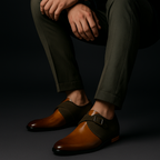 Men's Two-Tone Monk Strap Formal Dress Shoes