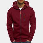 Men's Full-Zip Contrast Hoodie with Chest Pocket Detail