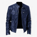 Men's Fitted Faux Leather Moto Style Jacket