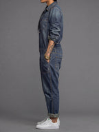 Women's Denim Button-Front Relaxed Fit Jumpsuit