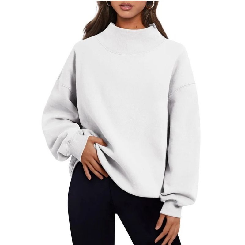 Women’s Oversized Mock Neck Fleece Lined Sweatshirt