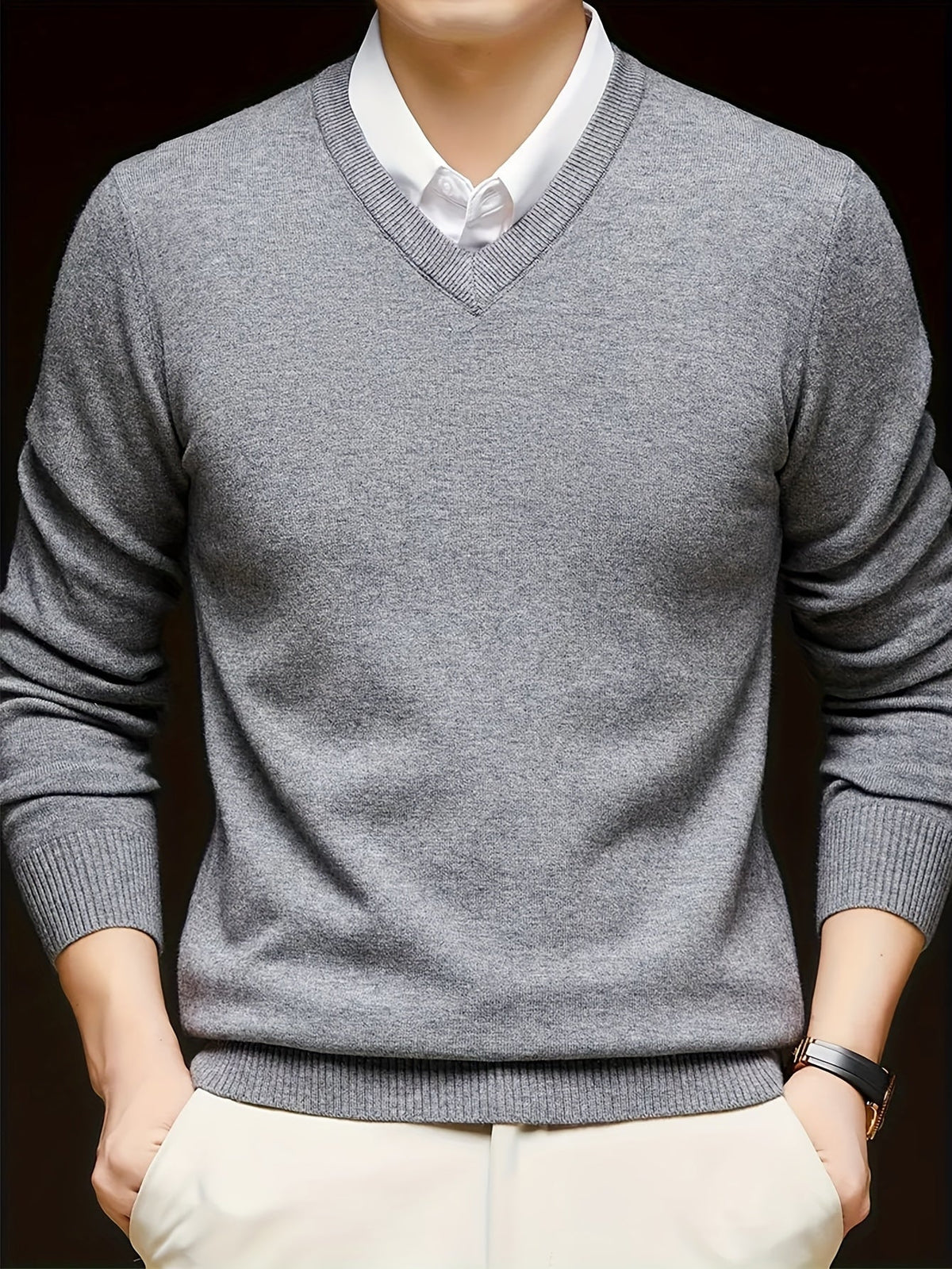 Men's Classic Fine Knit V-Neck Sweater
