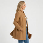 Women’s A Line Coat – Button Front Long Jacket