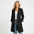 Women’s Tailored Trench Coat – Long Button Front Coat Jacket