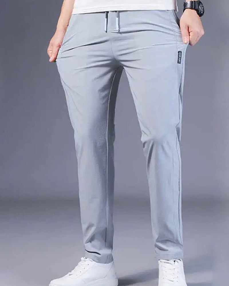 Men's Slim Fit Drawstring Woven Track Pants