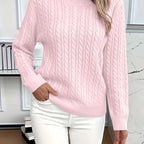 Women’s Classic Cable Knit Mock Neck Sweater