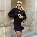 Women's Cropped Button-Front Knit Cardigan
