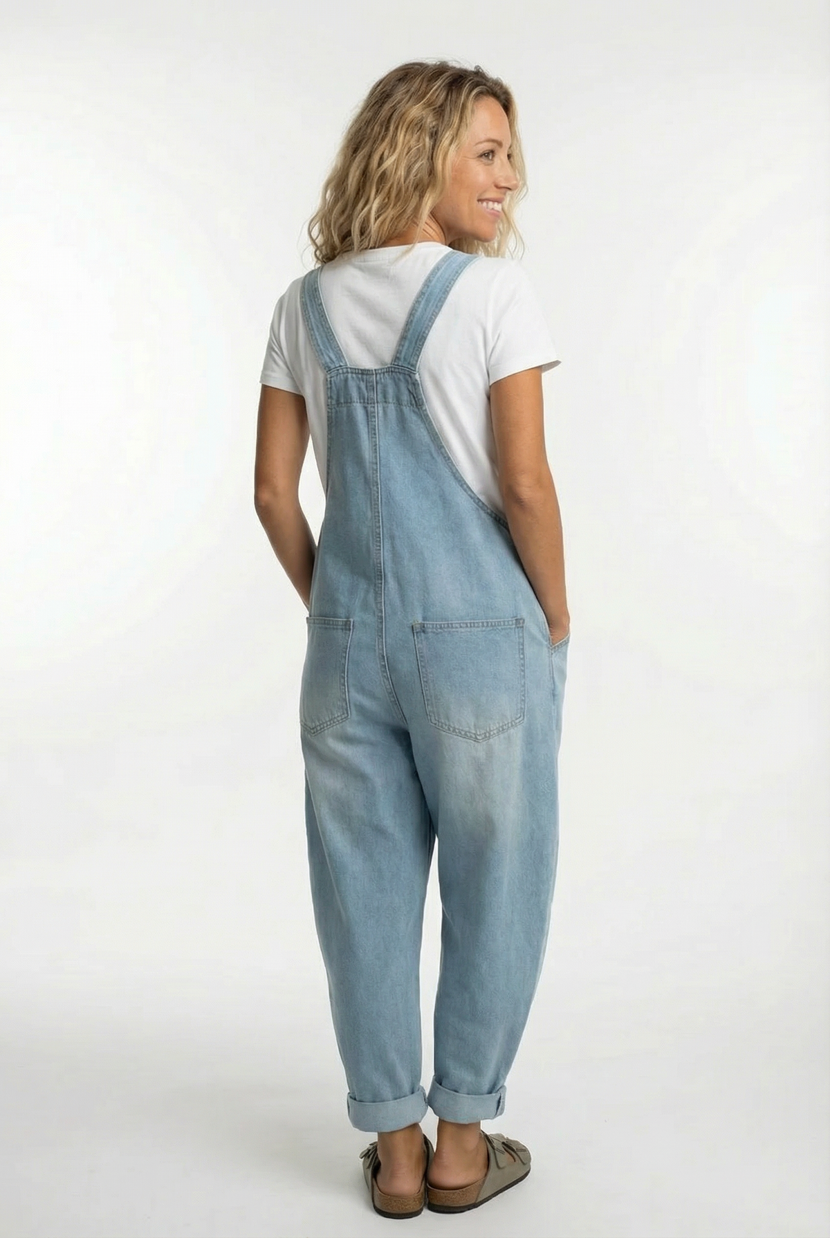 Women's Denim Button-Front Baggy Overalls