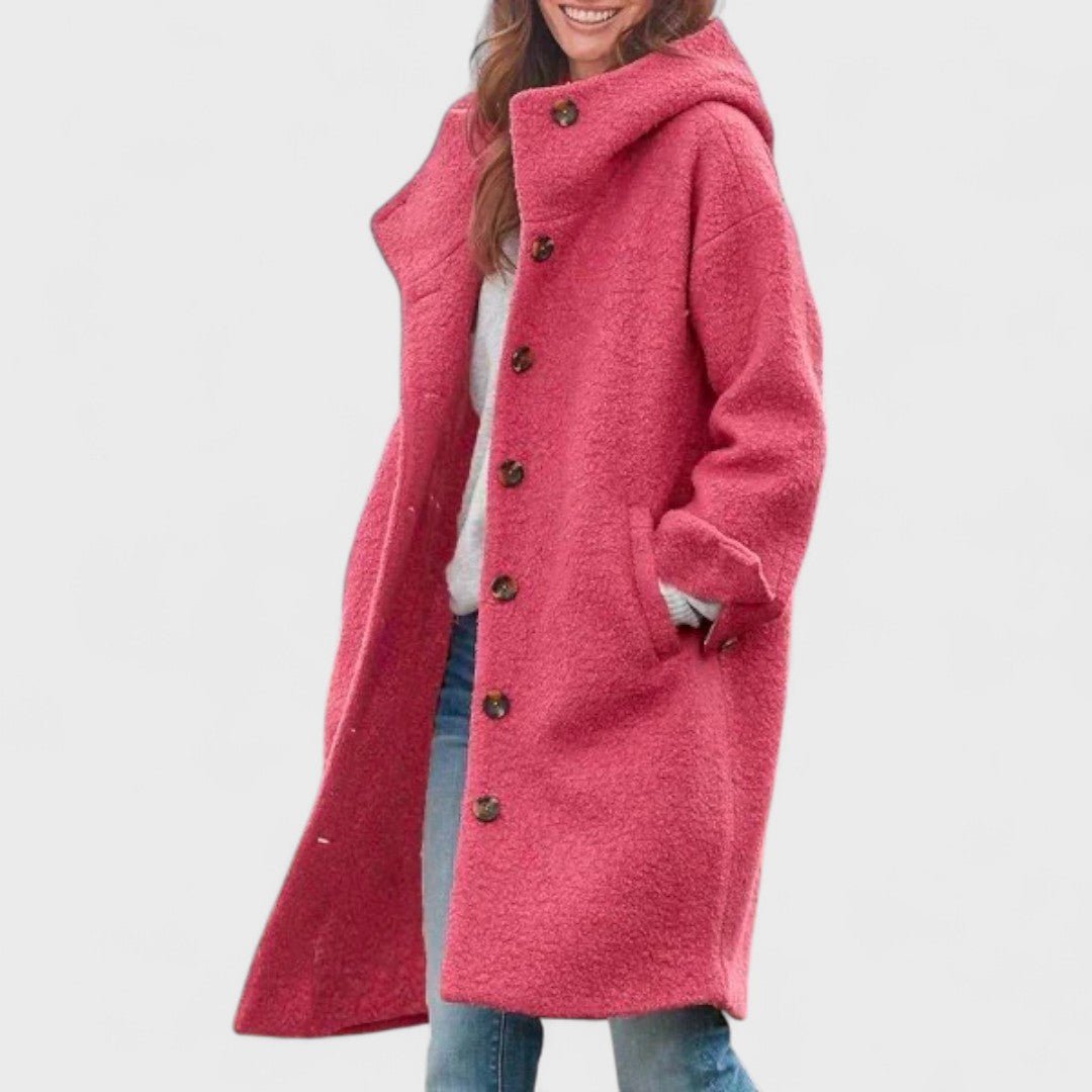 Women's Oversized Longline Button-Front Textured Coat
