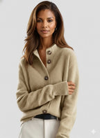 Women’s Soft Knit Mock Neck Button Cardigan